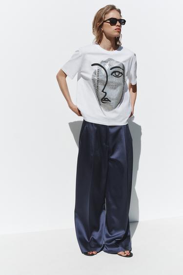 T-SHIRT À IMPRIMÉ MÉTALLISÉ - Blanc de Zara