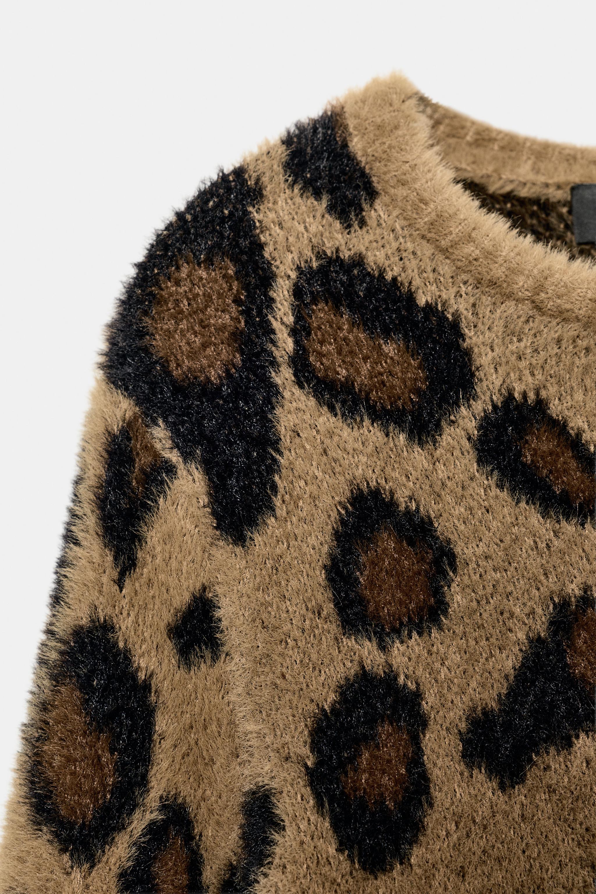 ANIMAL JACQUARD KNIT CARDIGAN - Leopard | ZARA Canada