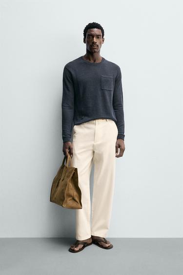 PANTALÓN CHINO RELAXED FIT - Crudo de Zara - Imagen 0