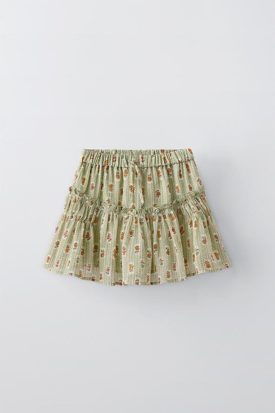 SHIMMERY FLORAL BERMUDA SKORT Green ZARA Singapore