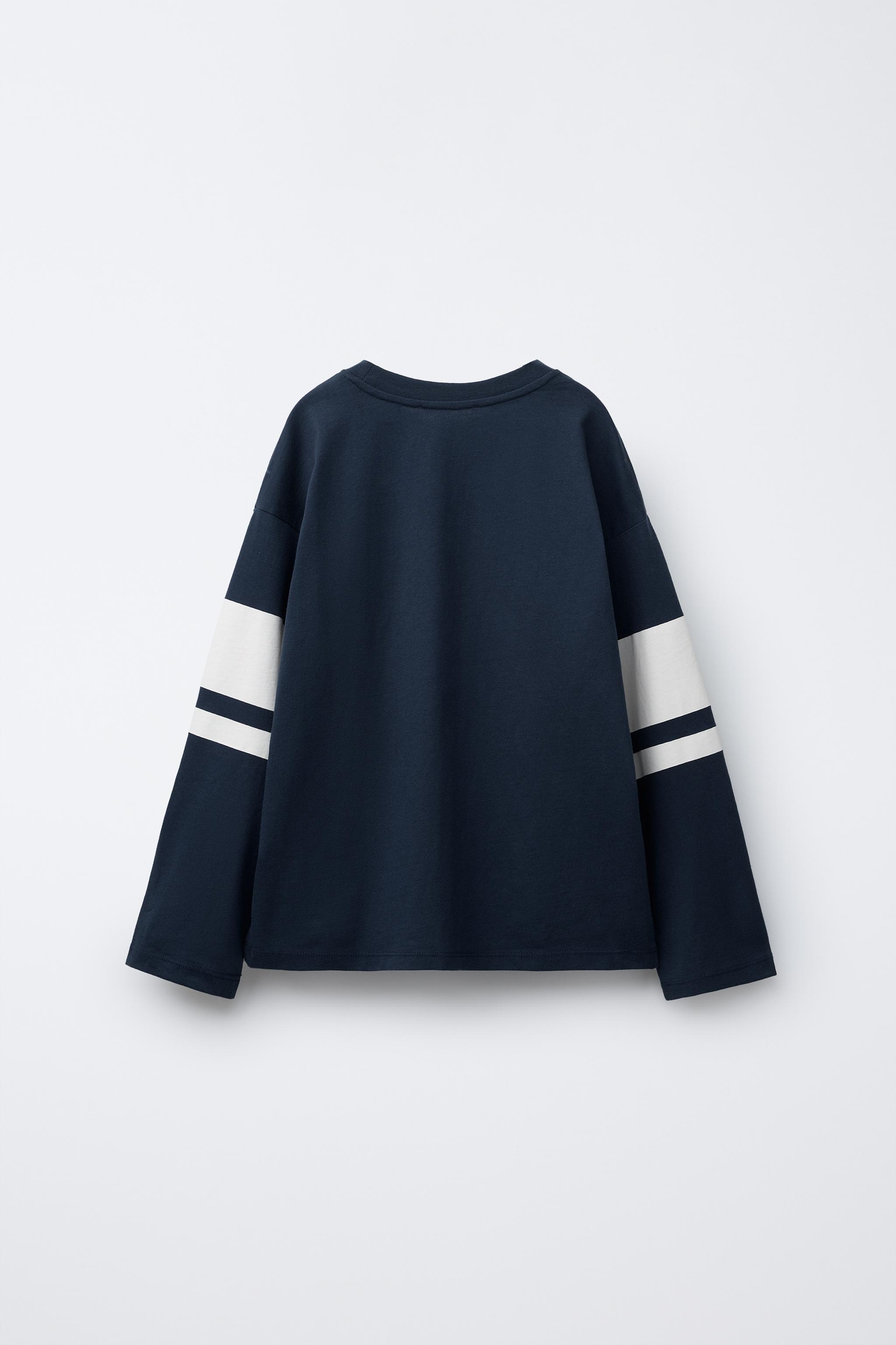 ★ドイツ発*ZARA*新作*SLOGAN レイズドパネルTシャツ/BLUE★ 00613650401-e1.jpg?ts=