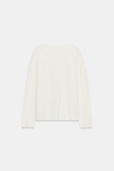 HAUT RUSTIQUE À COL TUNISIEN - Écru de Zara - Image 6