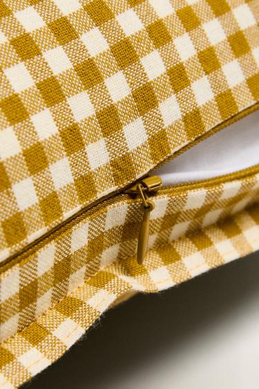 GINGHAM CUSHION COVER - Mustard by Zara - Image 4