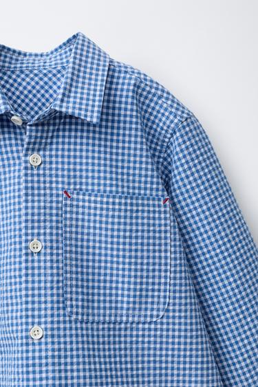 GINGHAM SHIRT WITH POCKET - Blue by Zara - Image 2