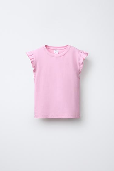 CAMISETA RIB VOLANTES - Rosa de Zara - Imagen 0