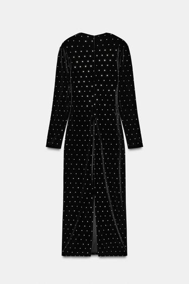 ROBE MIDI EN VELOURS BRILLANT - Noir de Zara - Image 7