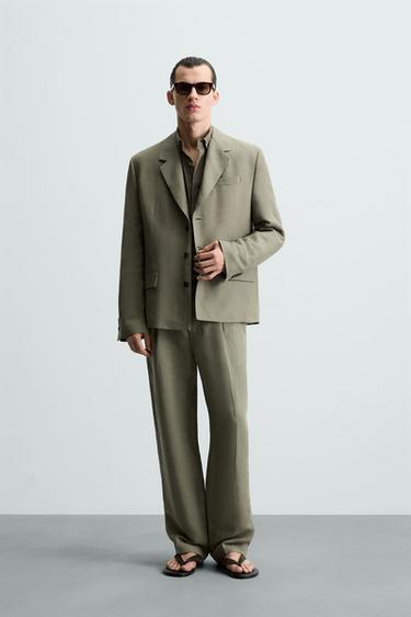 PANTALÓN TRAJE LYOCELL - LINO - Visón de Zara - Imagen 0