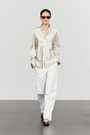 Chemisier fluide satiné - Argent de Zara - Image 0