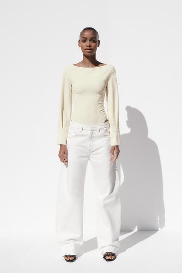 CUT-OUT BODYSUIT - Ecru by Zara