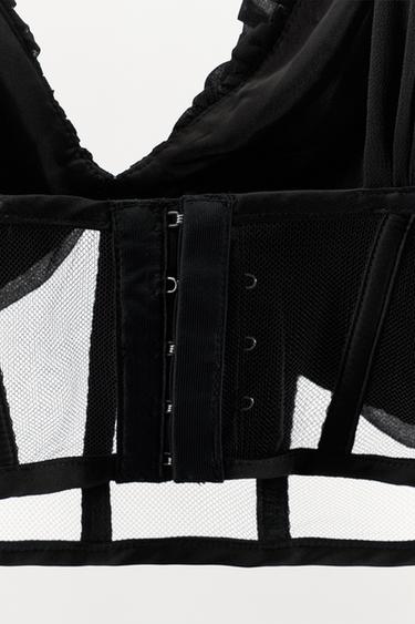 TOP CORSÉ COMBINADO DRAPEADO - Negro de Zara