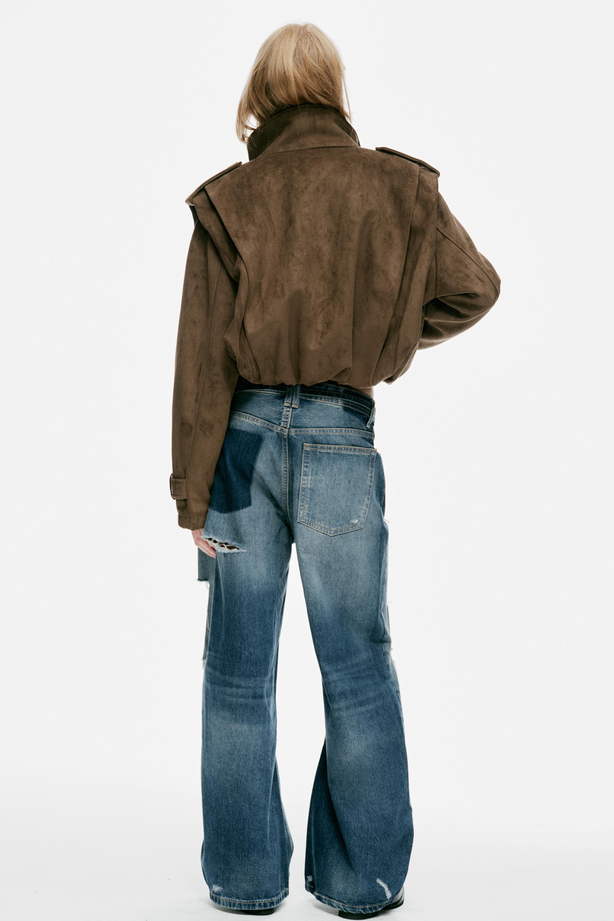 Zara KISA PİLELİ SUNİ SÜET TRENÇKOT görsel 6