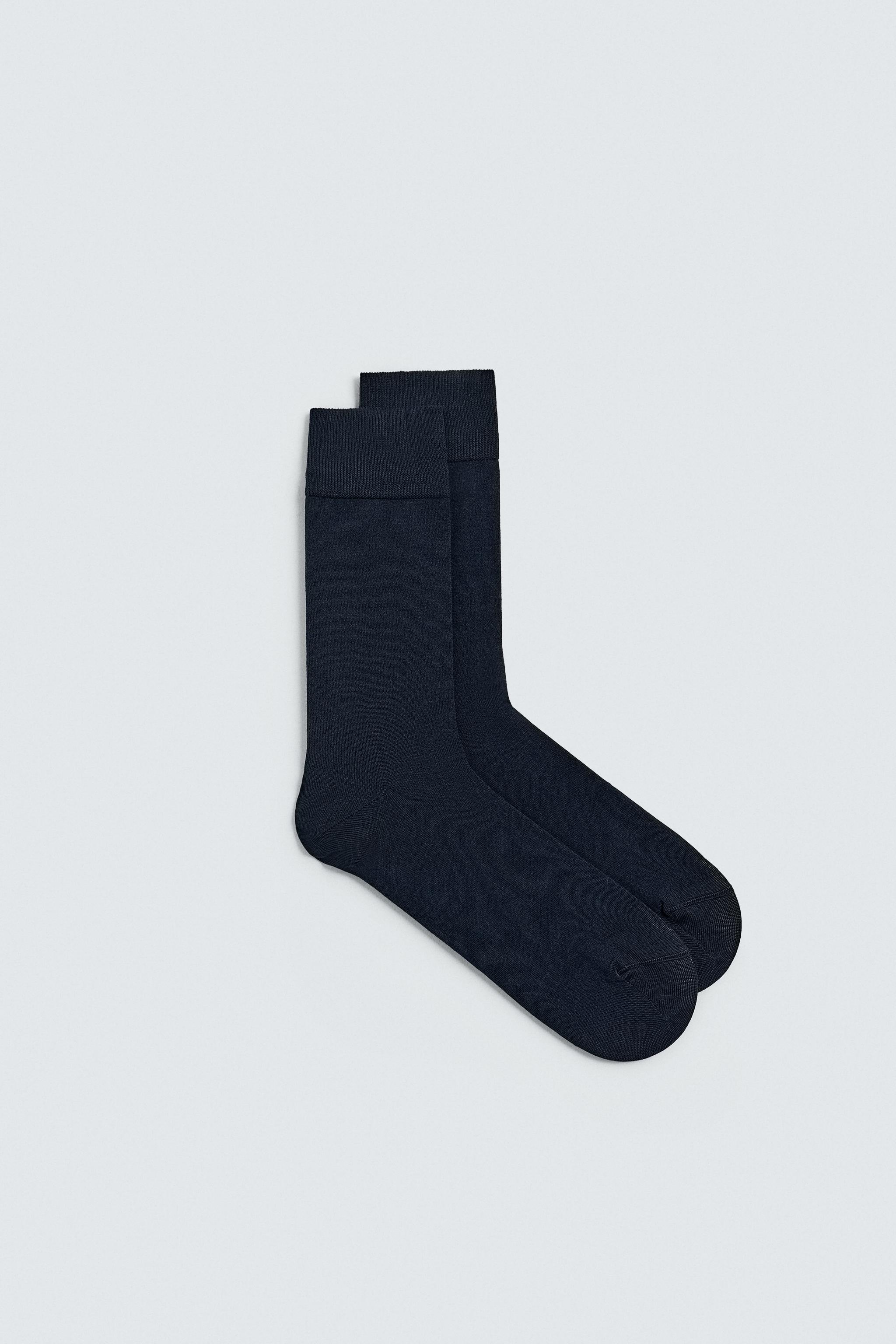 MERCERIZED COTTON SOCKS - Navy blue | ZARA United States