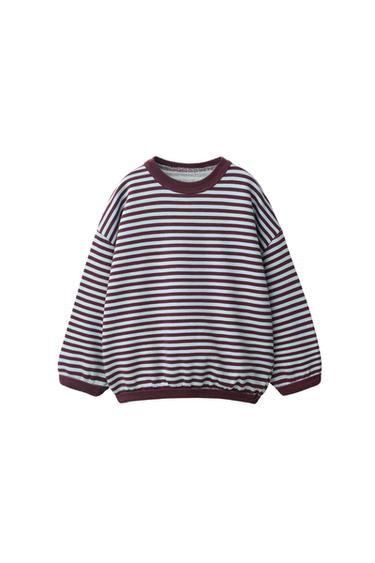 Zara STRIPED PRINT SWEATSHIRT - Light blue