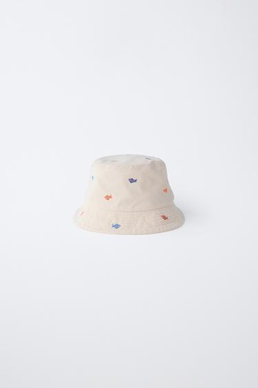 EMBROIDERED FISH BUCKET HAT - Ecru by Zara - Image 0