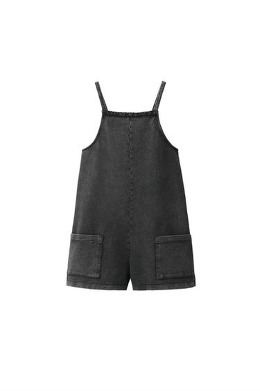 MONO CORTO EFECTO LAVADO PUNTILLA - Gris antracita de Zara