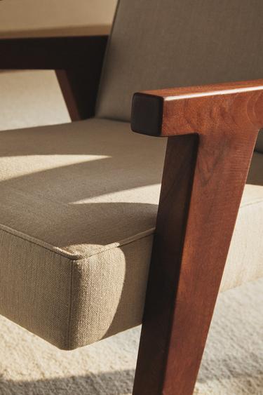 ZARA HOME BY BLASCO UPHOLSTERED WALNUT ACCENT CHAIR - Ecru by Zara - Image 5