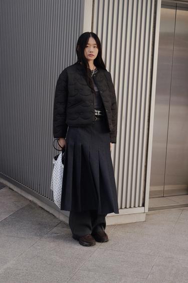 Z1975 DENIM MIDI PLEATED SKIRT WITH BELT - Blue by Zara