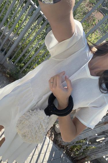 ROBE COURTE EN MAILLE FINE À PANNEAUX - Blanc de Zara - Image 3
