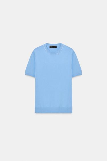 SHORT SLEEVE KNIT JUMPER - Light blue by Zara