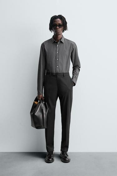CAMISA ESTRUCTURA ALGODÓN - Gris Antracita de Zara - Imagen 0