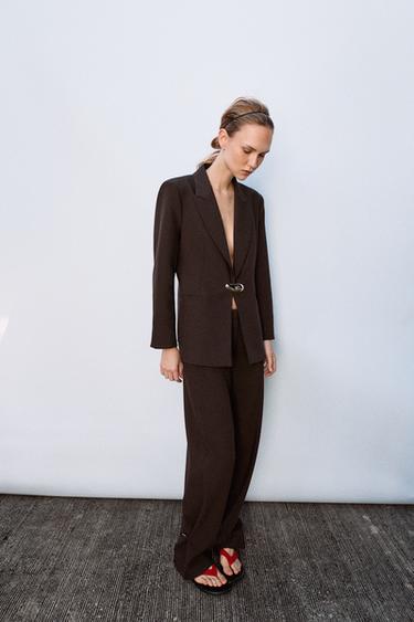 TROUSERS WITH ADJUSTABLE HEM - Brown by Zara