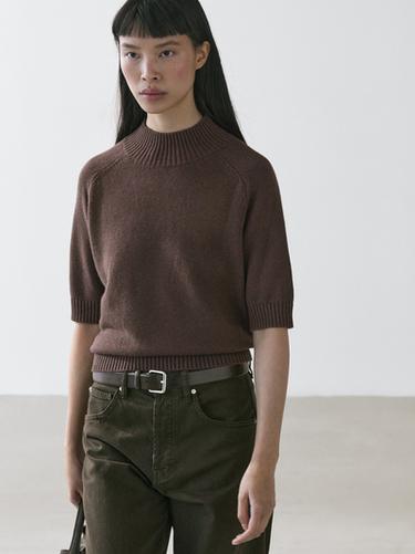 Pull en  coton mélangé - Chocolat de Zara