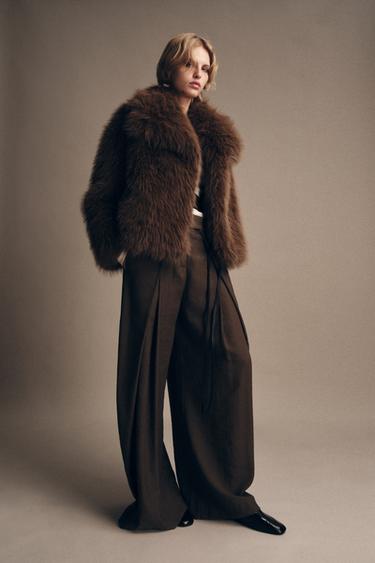 ZW COLLECTION FAUX FUR JACKET - Marron de Zara