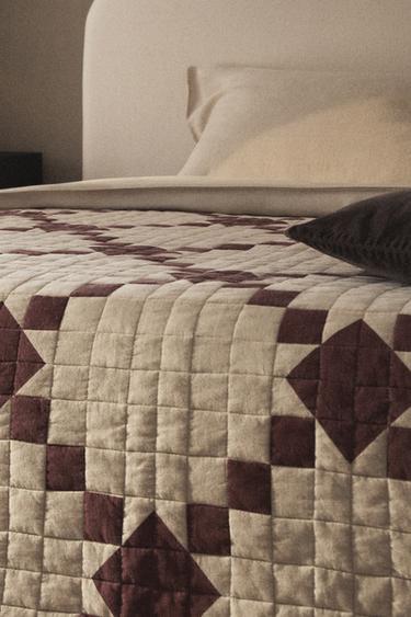 EDREDÃO ACOLCHOADO PATCHWORK NATAL - Bege-claro da Zara