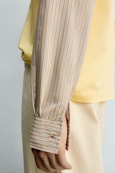 T-SHIRT RELAXED FIT À MANCHES EN CONTRASTE - Jaune clair de Zara - Image 5