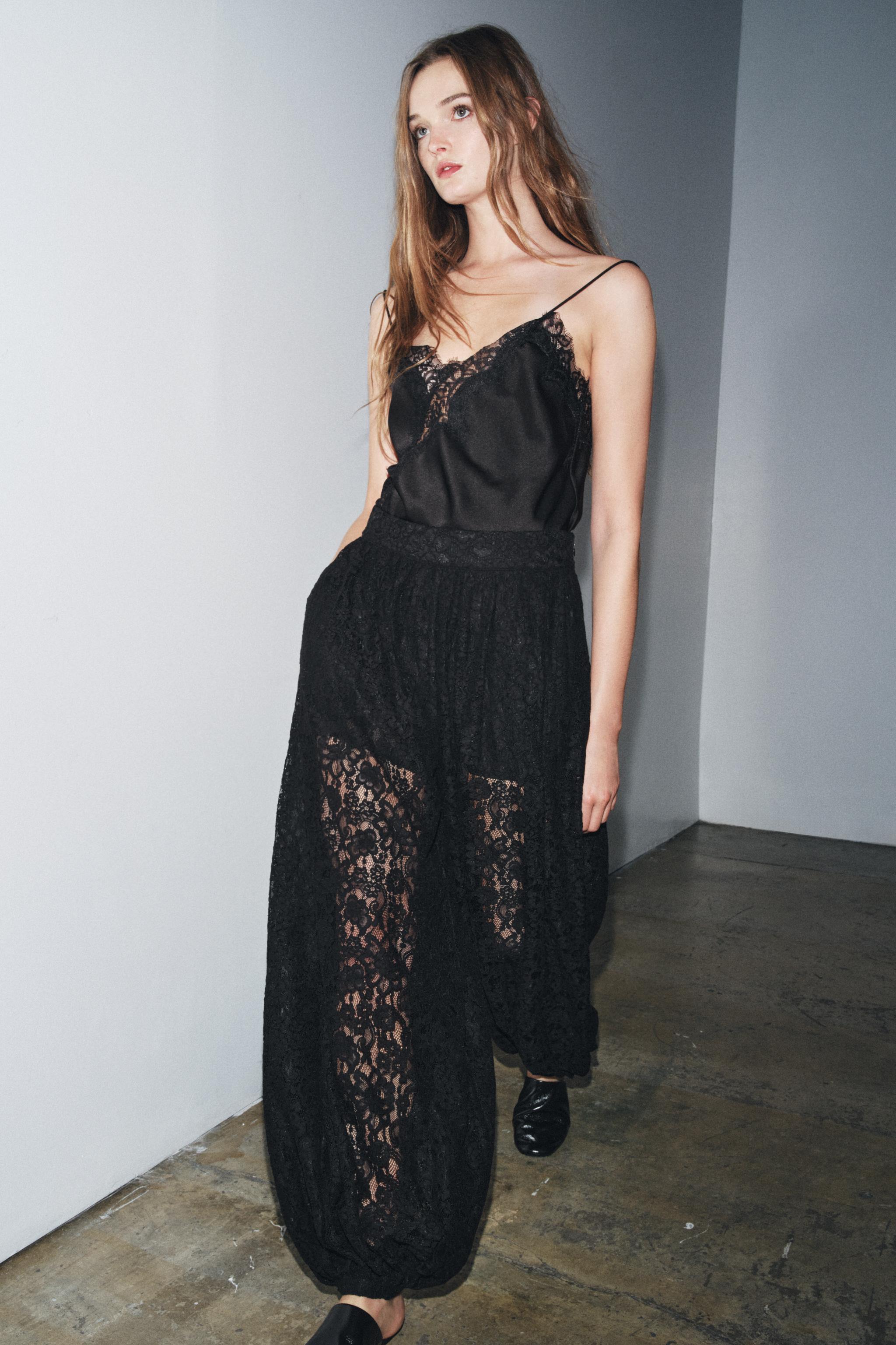ZW COLLECTION LACE BALLOON PANTS - Black | ZARA United States