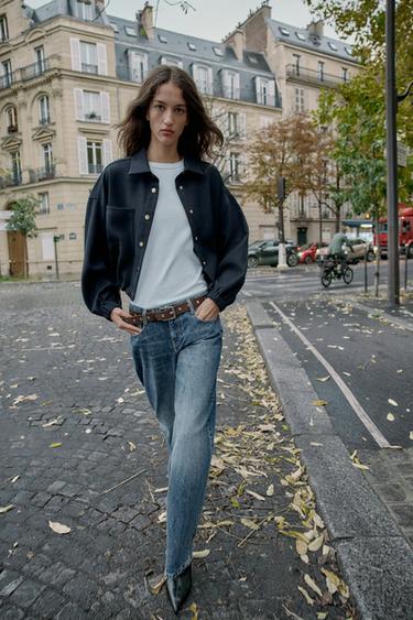 SHORT BALLOON BOMBER JACKET - Navy blue by Zara