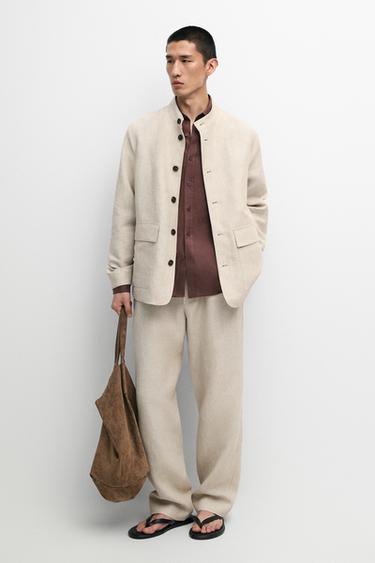 Zara 100% linen total look overshirt - Beige