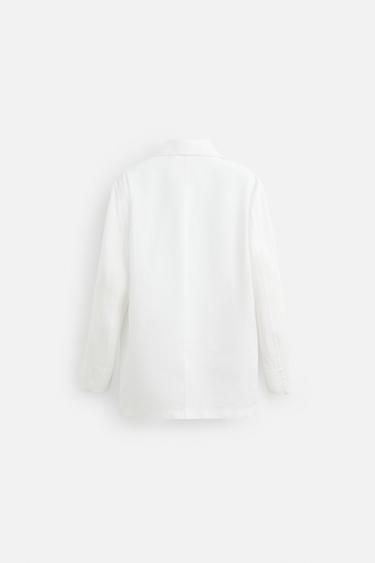 BLAZER COUPE DÉCONTRACTÉE LIN - Blanc de Zara - Image 8