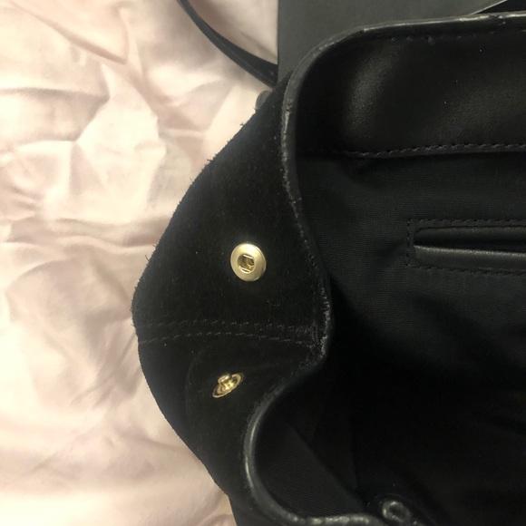ZARA BLACK SUEDE LEATHER CROSS BODY PURSE GOLD HARDWARE INTERIOR POCKETS BUCKLE - Image 5