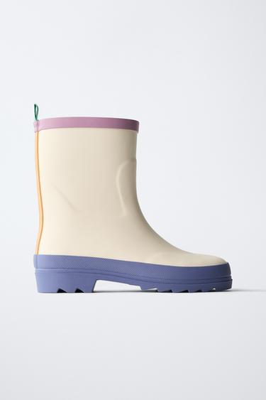 Zara COLOR BLOCK RAIN BOOTS - White