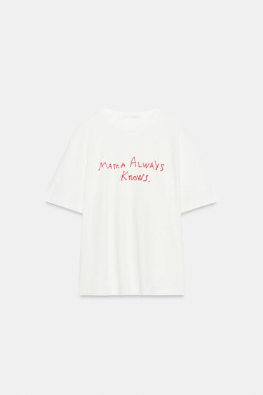 SHORT SLEEVE SLOGAN T-SHIRT - White by Zara