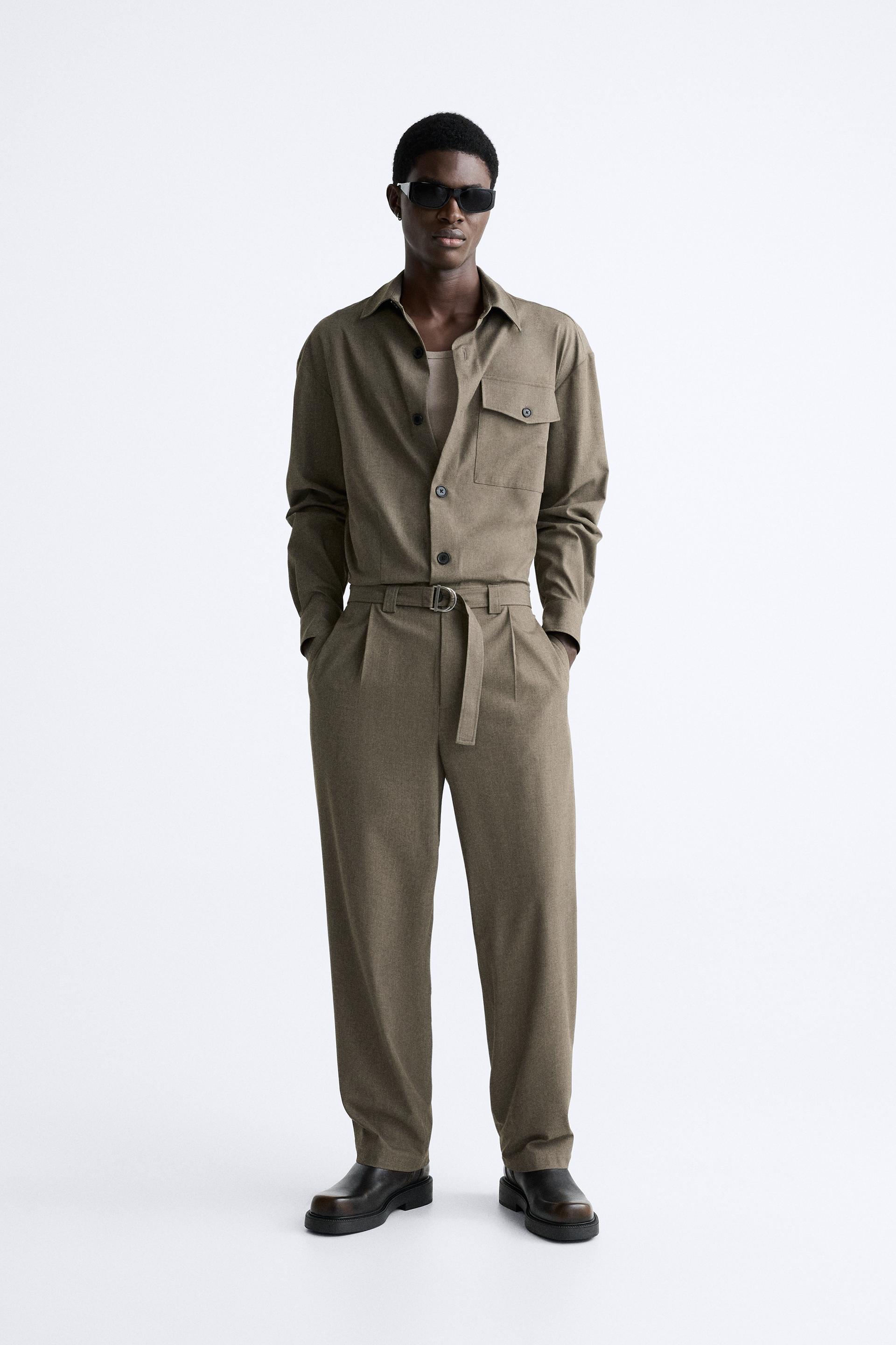 TROUSERS WITH FRONT SEAM DETAIL - Beige