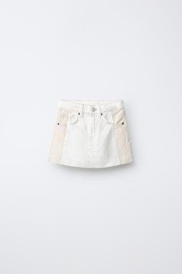 COLOUR BLOCK SHORT SKIRT - White by Zara