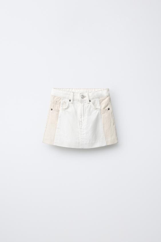 COLOUR BLOCK MINI SKIRT - White by Zara - Image 0