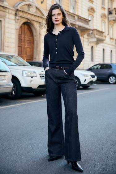 JEANS Z1975 WIDE LEG CINTURÓN - Azul de Zara