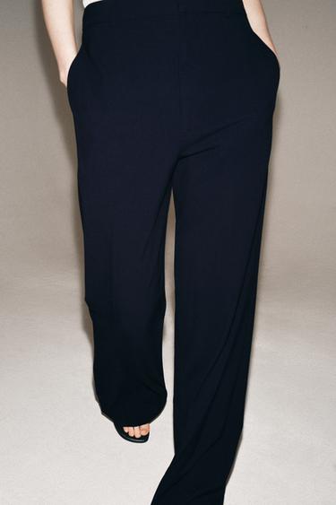 Zara PANTALONE VISOKOG STRUKA ZW COLLECTION – mornarsko plava