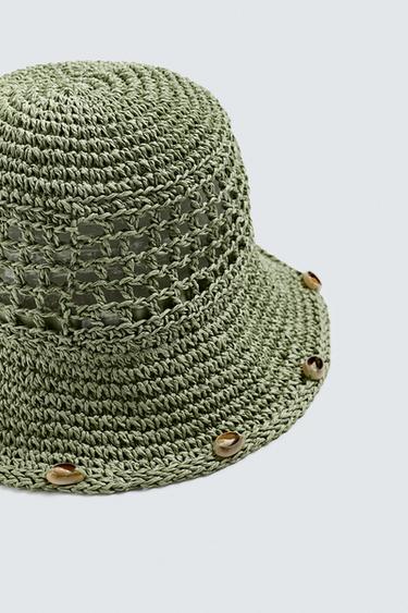 CROCHET HAT WITH SHELLS - Light green by Zara - Image 4