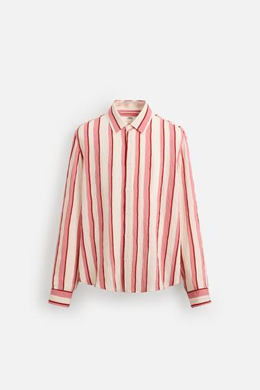 STRIPED FLOWING SHIRT - Pink / White by Zara - Image 6