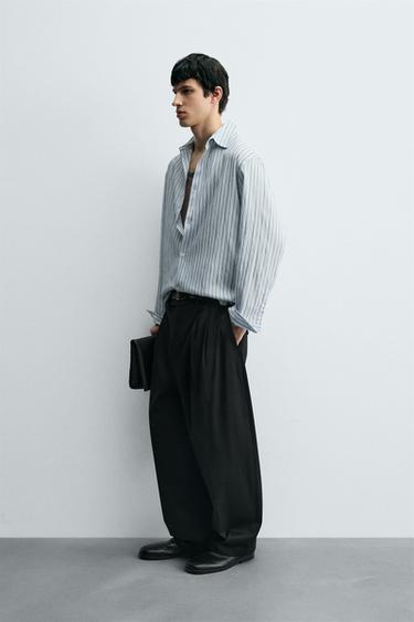 CHEMISE STRUCTURÉE À RAYURES - Bleu ciel de Zara - Image 3