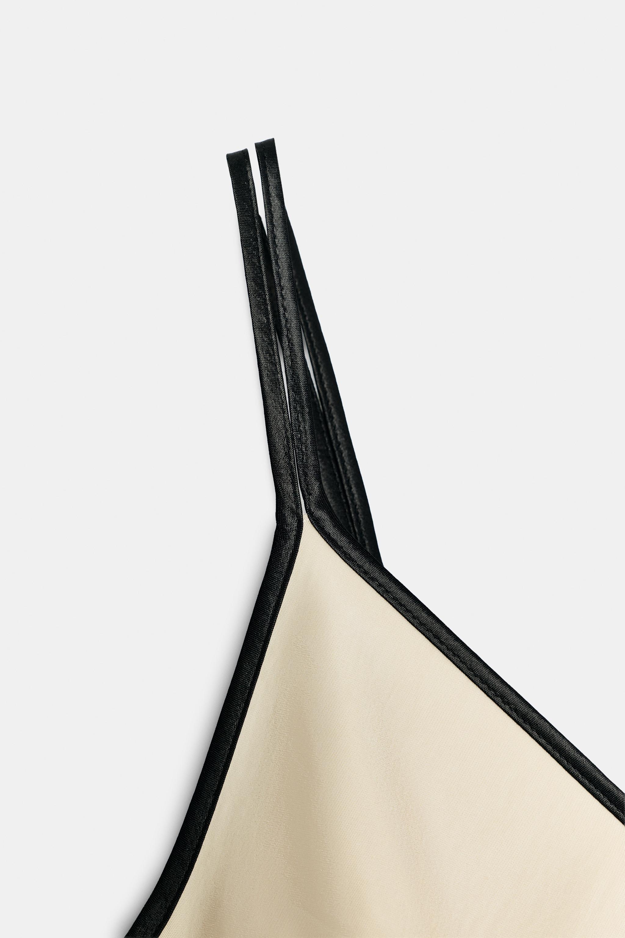 Женские платья Zara SATIN MIDI DRESS WITH CONTRAST PIPING — фото 10