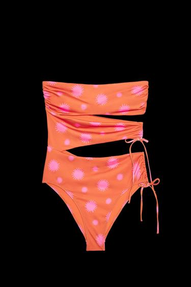 SOLES CUT-OUT SWIMSUIT - Orange by Zara - Image 0
