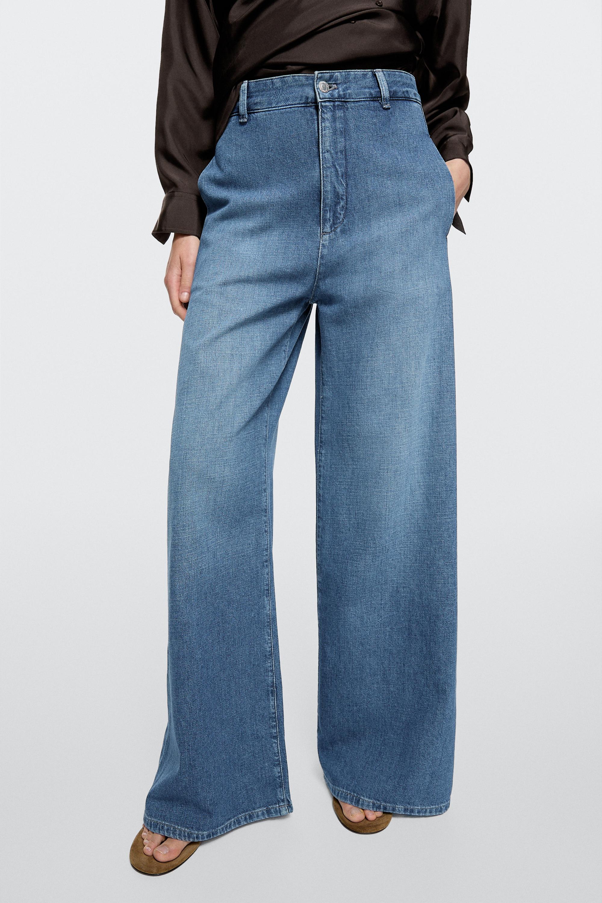 High-waist wide-leg jeans — Aquamarine