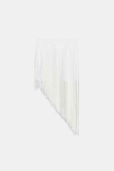 ZW COLLECTION ASYMMETRIC FRINGED SKIRT - White by Zara - Image 5