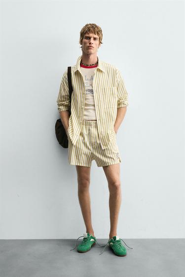 Zara 條紋口袋襯衫 - 印花