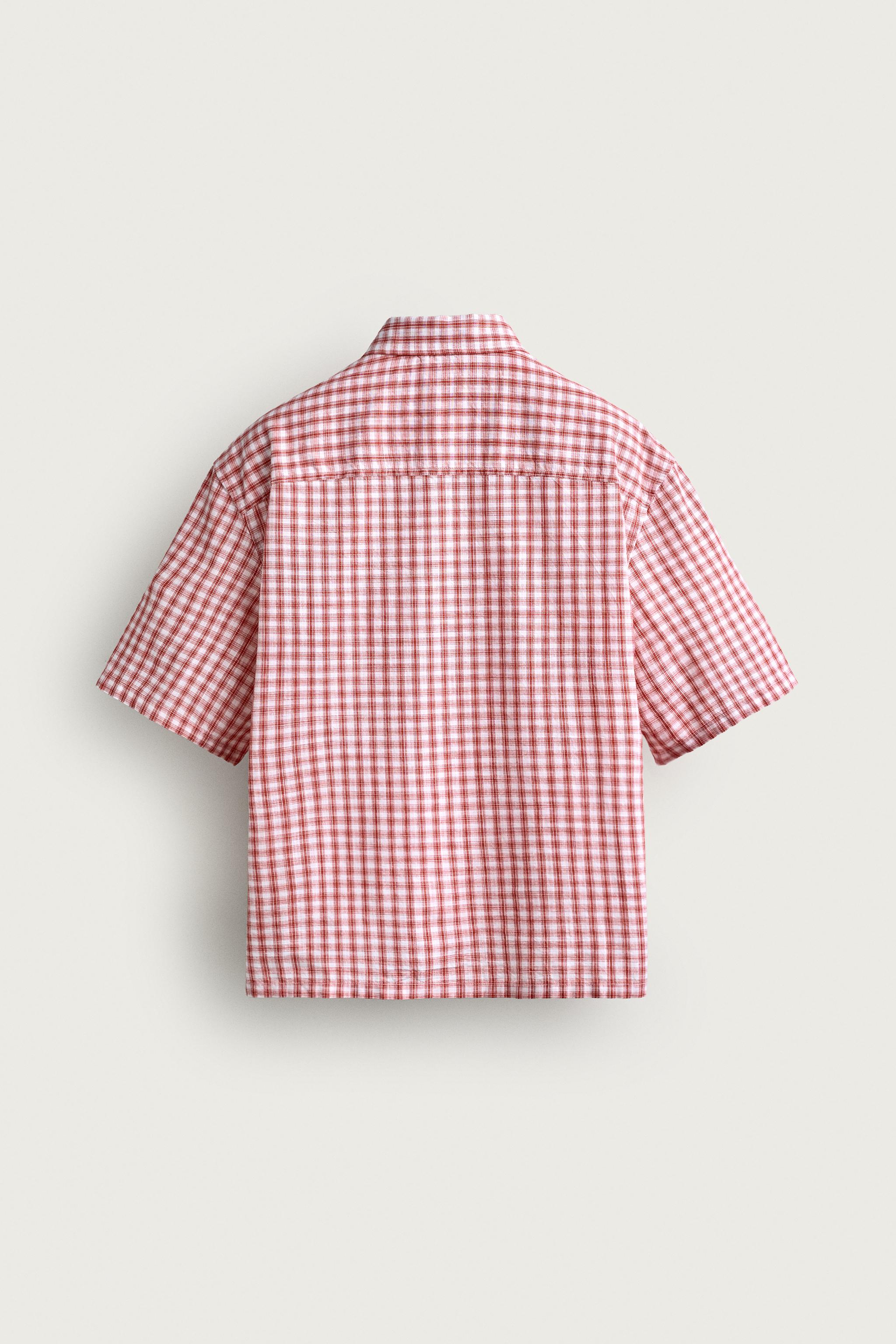 RELAXED FIT CHECKED SHIRT WITH EMBROIDERED TEXT